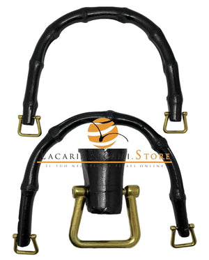 MANICI Bamboo 17X14 Cm - Colore: NERO - AGGANCIO ORO RETTANGOLARE - by LacariaRicami.Store