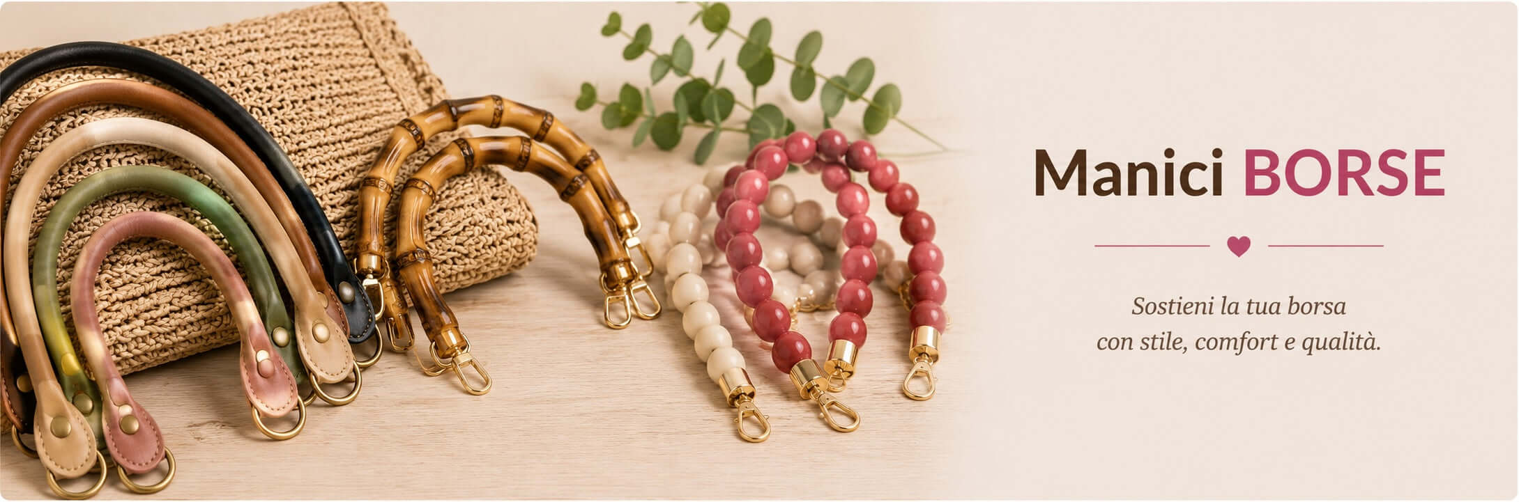 Manici in legno, resina e metallo per borse handmade