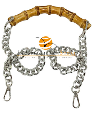 Manico In BAMBOO Con CATENA - Colore: ARGENTO - by LacariaRicami.Store