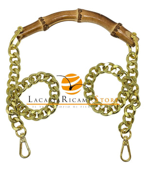 Manico In BAMBOO Con CATENA - Colore: ORO - by LacariaRicami.Store