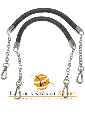 MANICI Intrecciati Con Catene e Moschettoni 60 Cm MA133S = GRIGIO - ARGENTO - LacariaRicami.Store