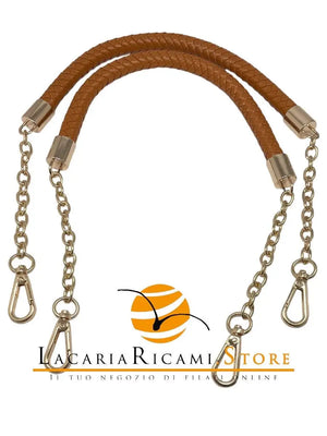 MANICI Intrecciati Con Catene e Moschettoni 60 Cm MA133 = NOCCIOLA - ORO - LacariaRicami.Store