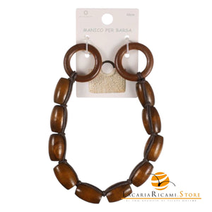 MANICO con Perle di Legno - 40 Cm - Colore: MARRONCINO - by LacariaRicami.Store