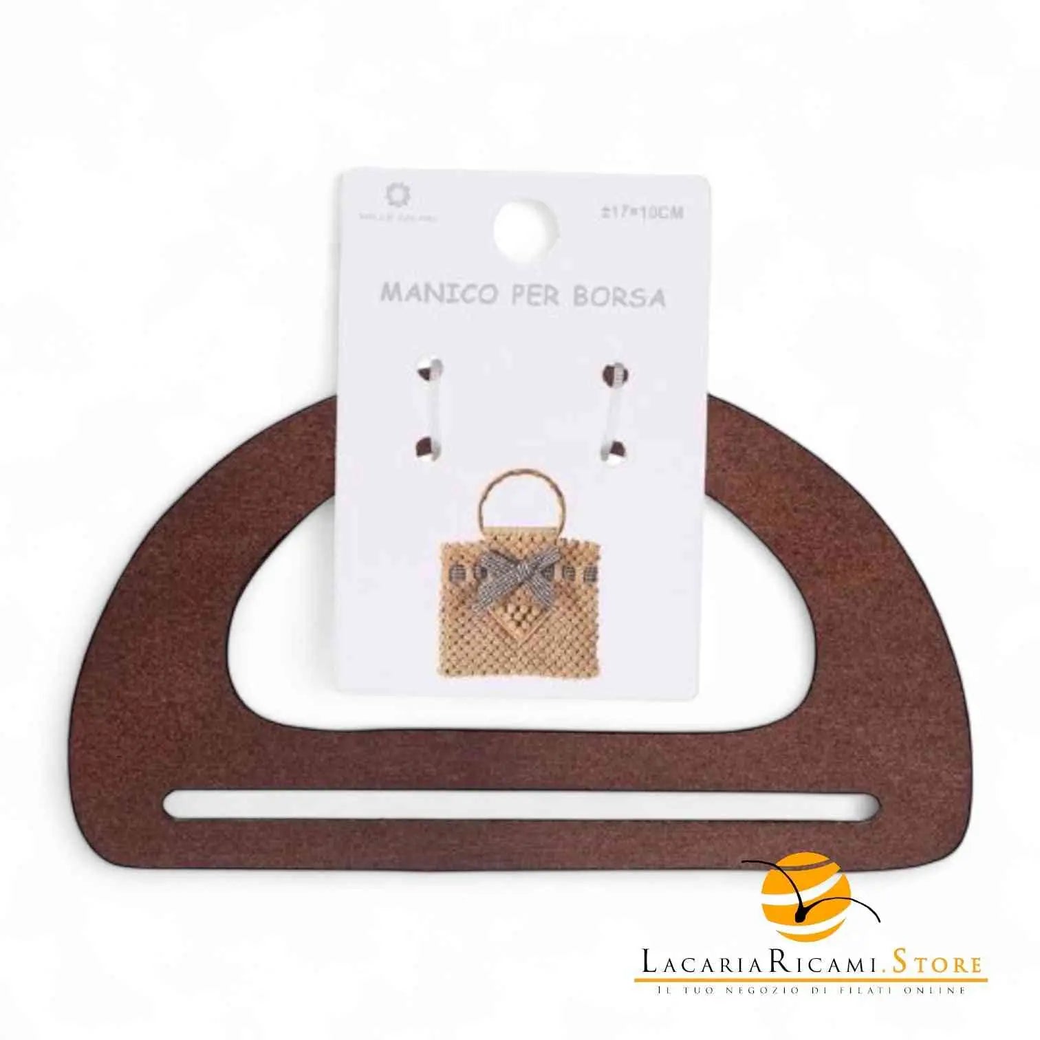 MANICI In Legno 17,5x10 Cm Per Borse - Colore: MARRONE - by LacariaRicami.Store