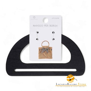 MANICI In Legno 17,5x10 Cm Per Borse - Colore: NERO - by LacariaRicami.Store