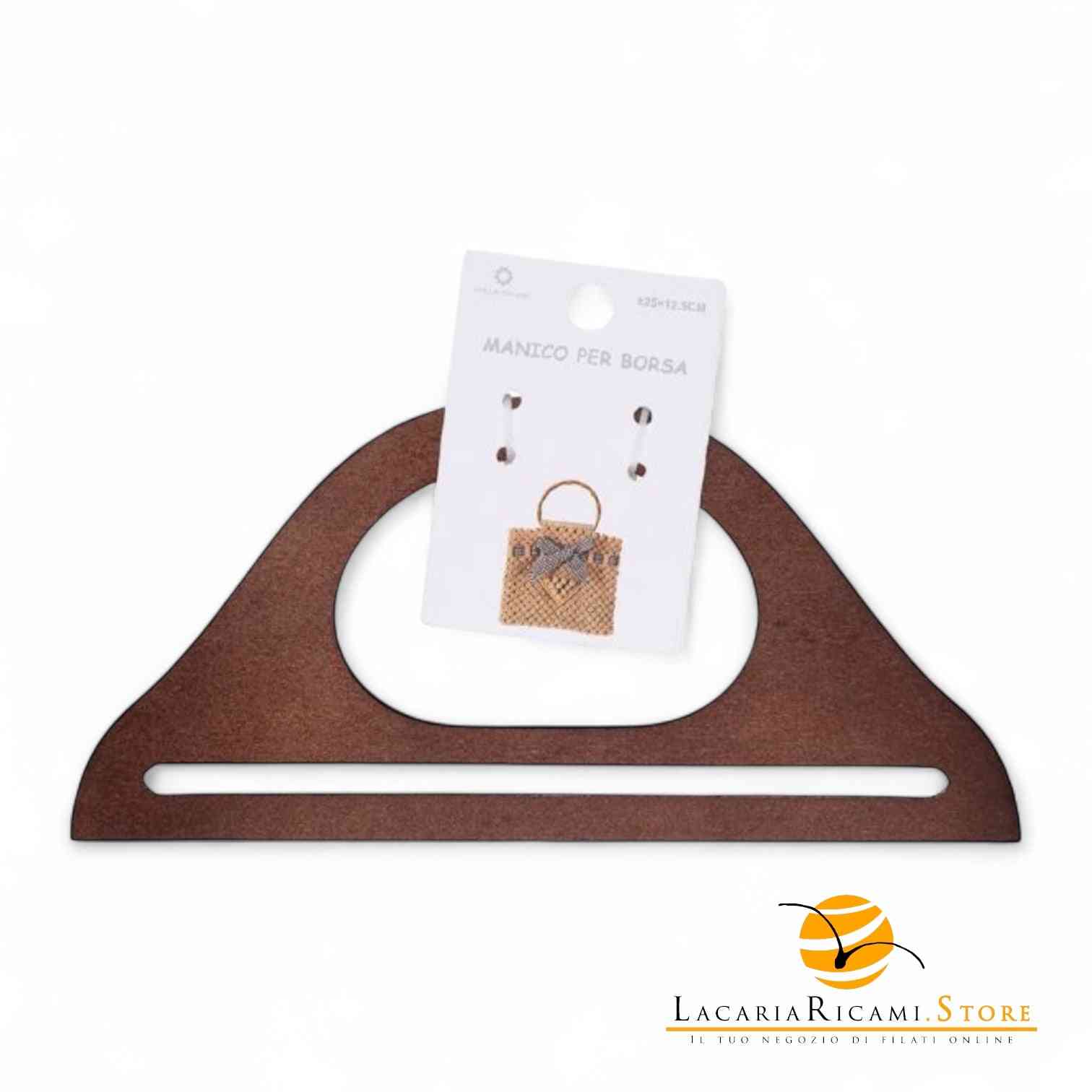 MANICI In Legno 25x12,5 Cm Per Borse MARRONE - LacariaRicami.Store