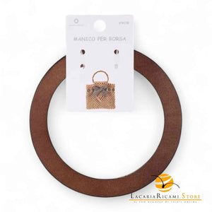 MANICI In Legno CERCHIO 16 Cm Per Borse - Colore: MARRONE - by LacariaRicami.Store