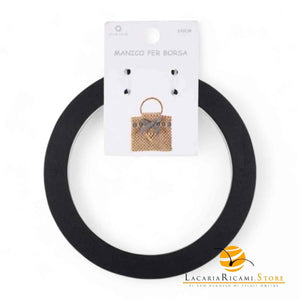 MANICI In Legno CERCHIO 16 Cm Per Borse - Colore: NERO - by LacariaRicami.Store