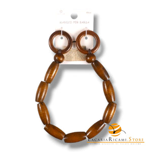 MANICO con Perle di Legno - 49 Cm - Colore: MARRONCINO - by LacariaRicami.Store