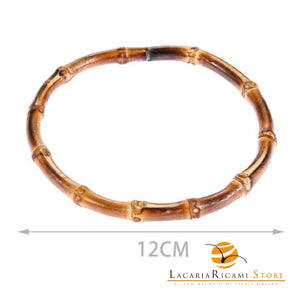 SET 2 Manici In Bamboo Tondi - Colore: 12 Cm - BRUCIATO - by LacariaRicami.Store