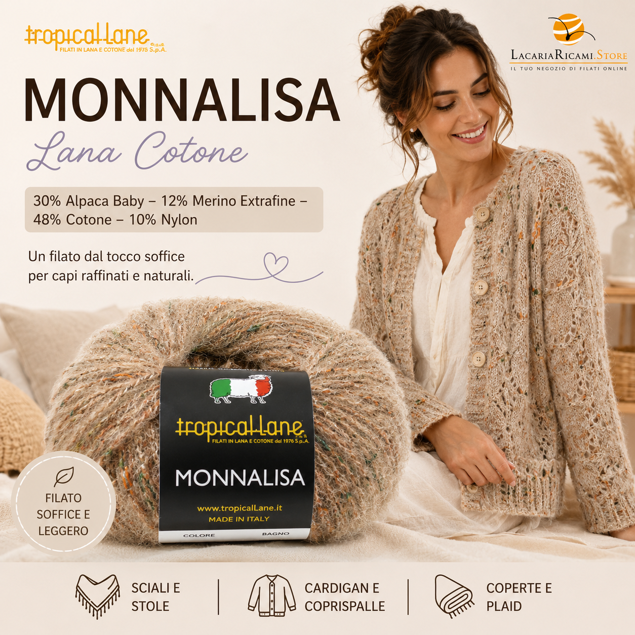 Lana/Cotone MONNALISA - Tropical Lane - Colore: - by LacariaRicami.Store