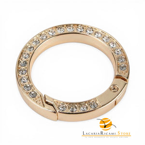Moschettone Ventaglio Con STRASS 35 mm - Colore: TONDO - ORO - by LacariaRicami.Store