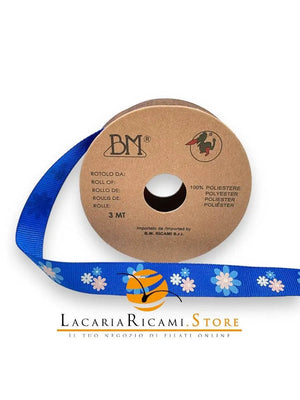 NASTRI-RIBBON Passamanerie - Colore: FIORI - BLU - by LacariaRicami.Store