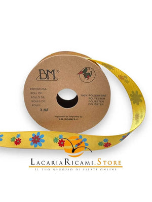 NASTRI-RIBBON Passamanerie - Colore: FIORI - GIALLO - by LacariaRicami.Store