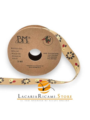 NASTRI-RIBBON Passamanerie - Colore: FIORI - MARRONE - by LacariaRicami.Store