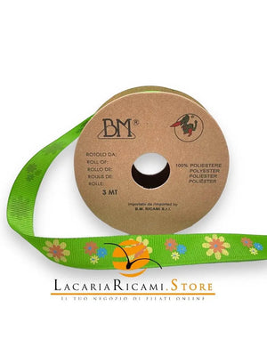 NASTRI-RIBBON Passamanerie - Colore: FIORI - VERDE - by LacariaRicami.Store