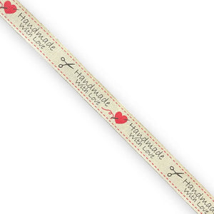 NASTRO In Canvas Di Cotone Stampati - "Fatto a mano"-"Handmade With Love" 03 - ST14 - LacariaRicami.Store