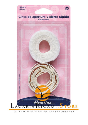 NASTRO a Strappo Autoadesivo 1,25 metri x 20 mm - Hemline - Colore: 657.20 - BIANCO - by LacariaRicami.Store