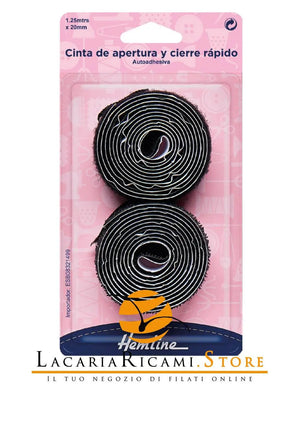 NASTRO a Strappo Autoadesivo 1,25 metri x 20 mm - Hemline - Colore: 658.20 - NERO - by LacariaRicami.Store