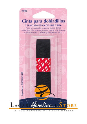 NASTRO Termoadesivo 3 metri x 1,8 cm - Hemline - Colore: 790.B - NERO - by LacariaRicami.Store