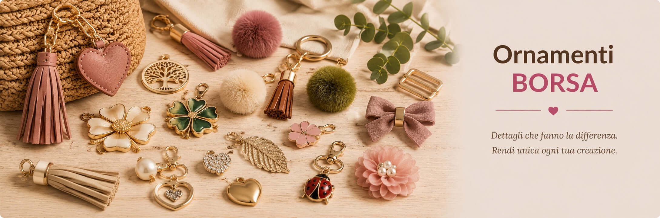 Ornamenti decorativi per rifinire le borse uncinetto