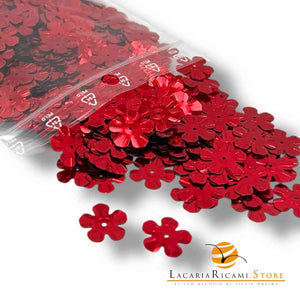 PAILLETTES Fiore 14 mm - Colore: ROSSO - by LacariaRicami.Store