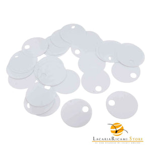 PAILLETTES Tonde Grandi Lisce 25 mm - Colore: 35 - BIANCO - by LacariaRicami.Store