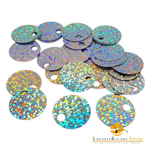 PAILLETTES Tonde Grandi Lisce 25 mm 50112 - ARGENTO ARCOBALENO - LacariaRicami.Store