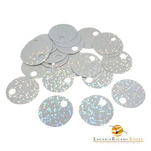 PAILLETTES Tonde Grandi Lisce 25 mm - Colore: 50151 - BIANCO | GLITTER - by LacariaRicami.Store