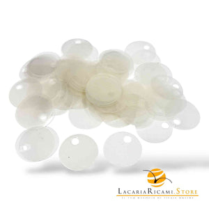 PAILLETTES Tonde Grandi Lisce 25 mm 010 - MADREPERLA TRASPARENTE - LacariaRicami.Store