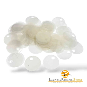 PAILLETTES Tonde Grandi Lisce 25 mm - Colore: 010 - MADREPERLA TRASPARENTE - by LacariaRicami.Store