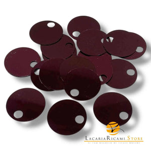 PAILLETTES Tonde Grandi Lisce 25 mm - Colore: M35 - BORDEAUX - by LacariaRicami.Store