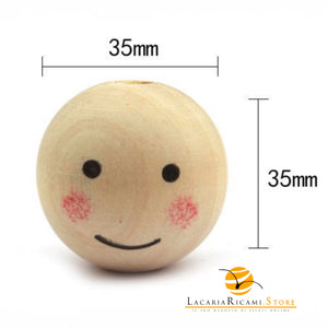 PERLE DI LEGNO - Colore: VOLTO BIMBO (2pz) - 35X35mm - by LacariaRicami.Store