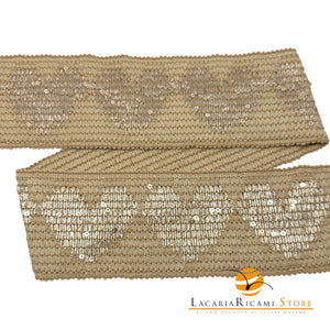Passamaneria Cuore | 7 cm | Elastica - Colore: BEIGE - by LacariaRicami.Store