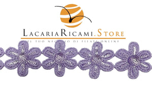 PASSAMANERIA fiori con paillettes 2,8 Cm | Lussuoso - - LacariaRicami.Store