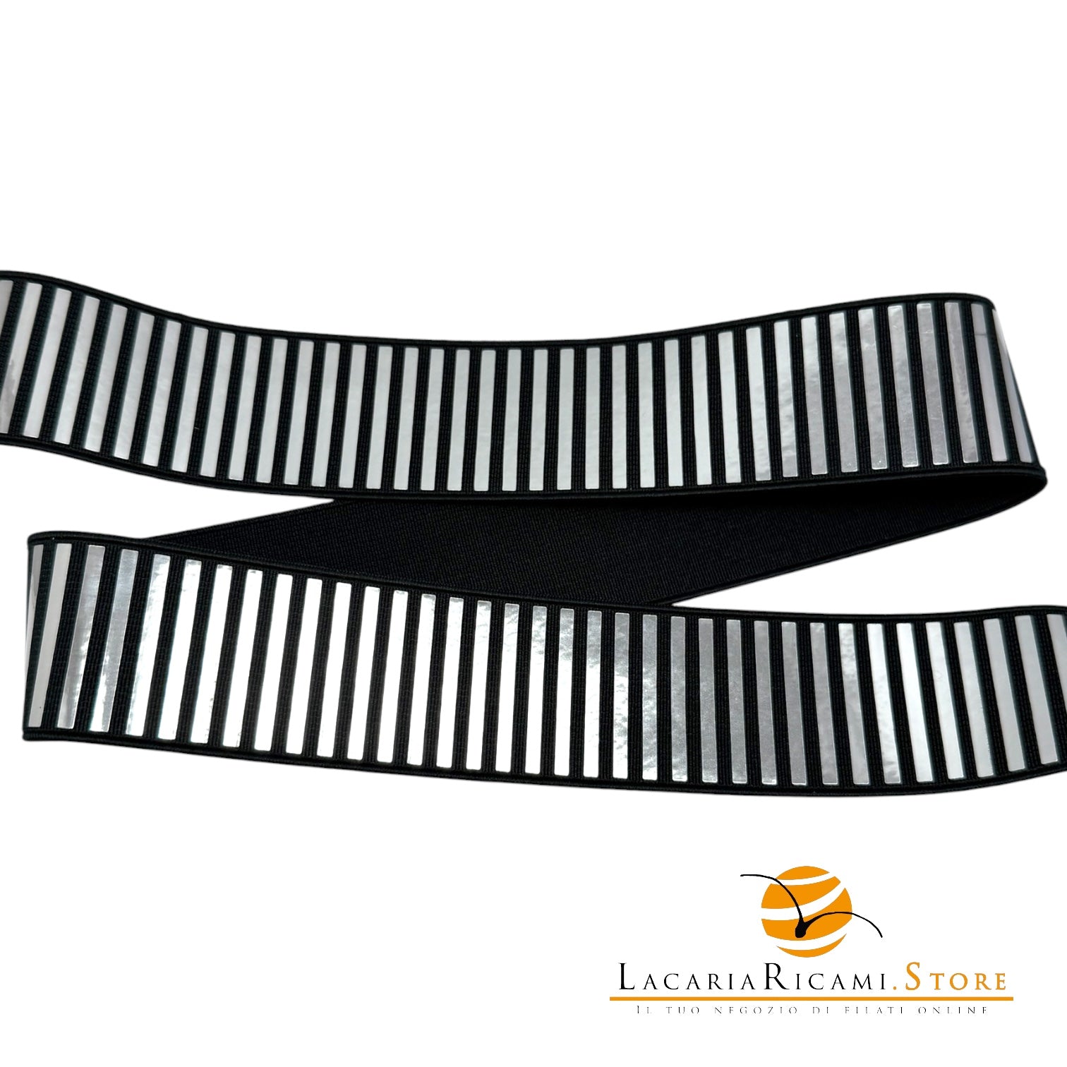 Passamaneria Righe | 4 cm | Elastica - Colore: ARGENTO - by LacariaRicami.Store