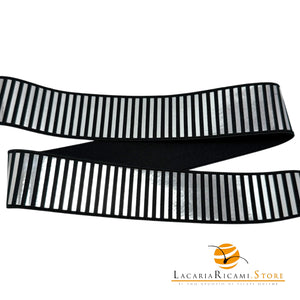 Passamaneria Righe | 4 cm | Elastica - Colore: ARGENTO - by LacariaRicami.Store