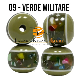 PERLE in Plastica - Colore: 10 mm - 09-VERDE MILITARE - by LacariaRicami.Store