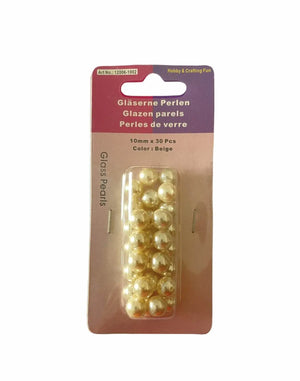 PERLE di Vetro - Colore: 10MM – 30 perline - BEIGE - by LacariaRicami.Store