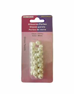 PERLE di Vetro - Colore: 10MM – 30 perline - BIANCHE - by LacariaRicami.Store