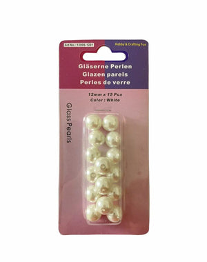 PERLE di Vetro - Colore: 12MM - 15 perline - BIANCHE - by LacariaRicami.Store
