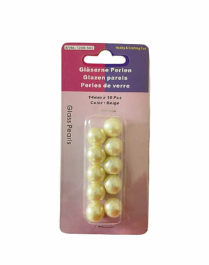 PERLE di Vetro - Colore: 14MM - 10 perline - BEIGE - by LacariaRicami.Store