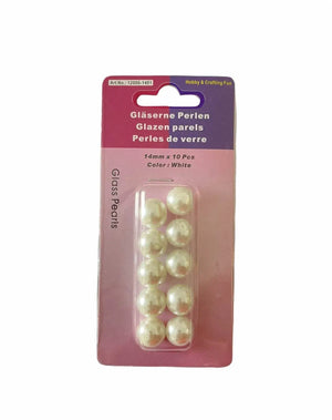 PERLE di Vetro - Colore: 14MM - 10 perline - BIANCHE - by LacariaRicami.Store
