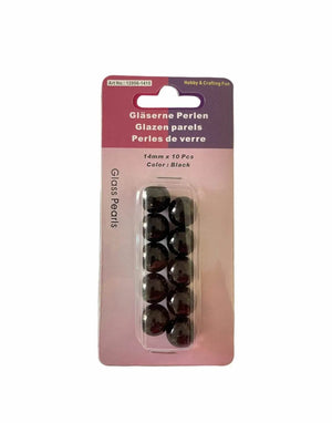 PERLE di Vetro - Colore: 14MM - 10 perline - NERE - by LacariaRicami.Store