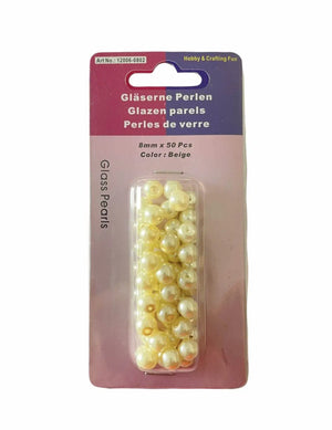 PERLE di Vetro - Colore: 8MM – 50 perline - BEIGE - by LacariaRicami.Store