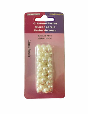 PERLE di Vetro - Colore: 8MM - 50 perline - BIANCHE - by LacariaRicami.Store