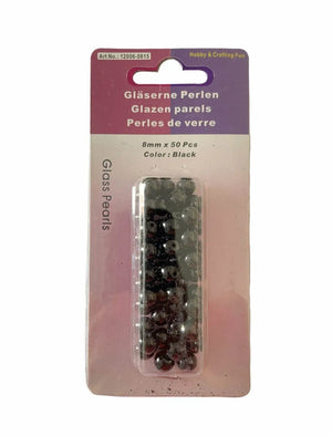 PERLE di Vetro - Colore: 8MM – 50 perline - NERE - by LacariaRicami.Store