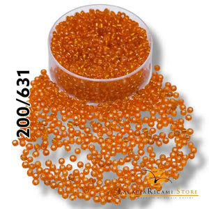 PERLINE Di Vetro (Corallini) 12/0 - 2mm 200 631 - ARANCIO LUMINOSO - LacariaRicami.Store