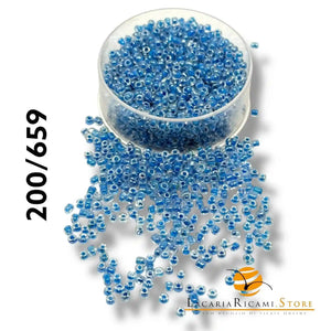 PERLINE Di Vetro (Corallini) 12/0 - 2mm 200 659 - LILLA AZZURRO - LacariaRicami.Store