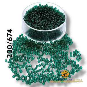 PERLINE Di Vetro (Corallini) 12/0 - 2mm 200 674 - VERDE BOTTIGLIA - LacariaRicami.Store